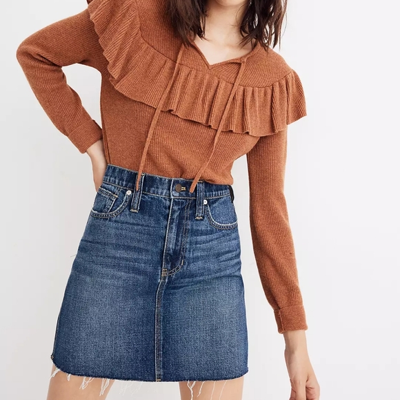 Madewell Rigid Distressed Denim Mini Skirt. 24 - Picture 5 of 16